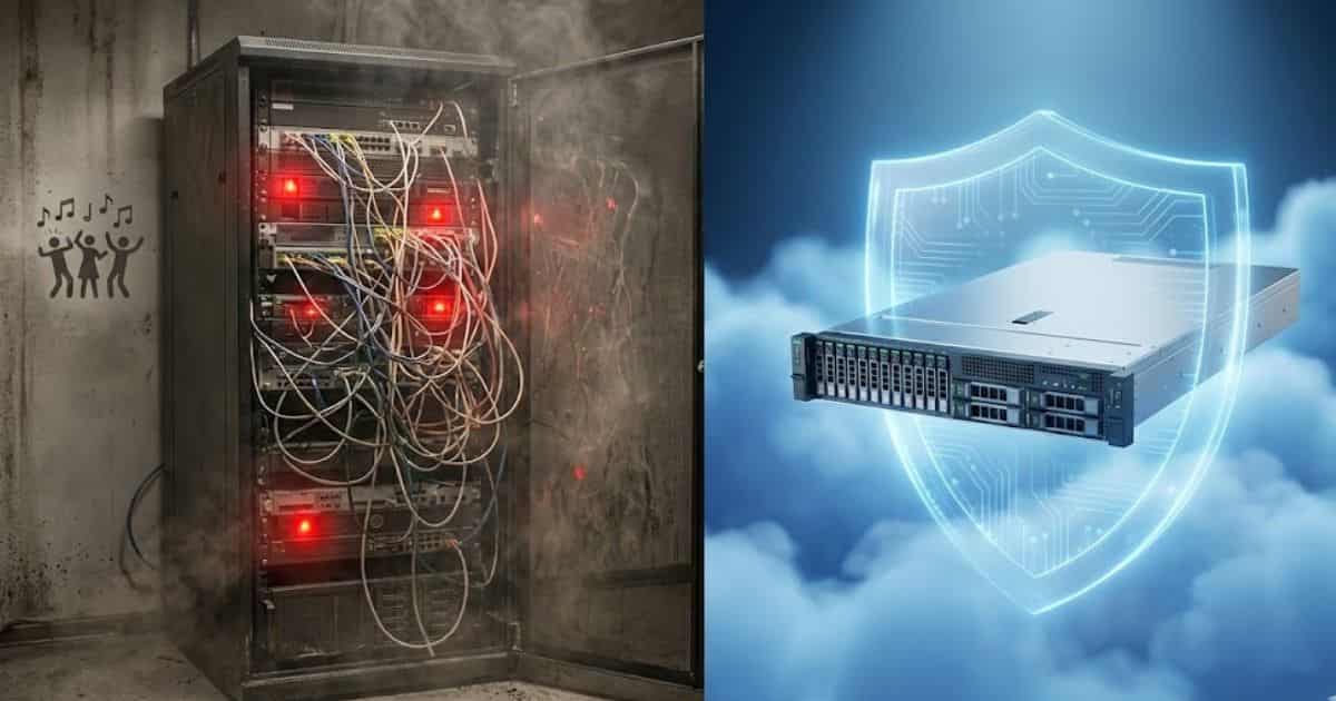 Imagem da comparação entre o rack caótico e o servidor VPS seguro