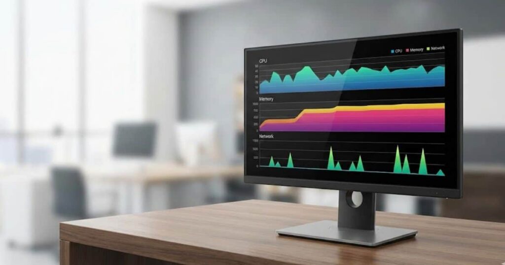 Monitor auxiliar, o meu centro de comando exibindo painéis de controle da AWS.